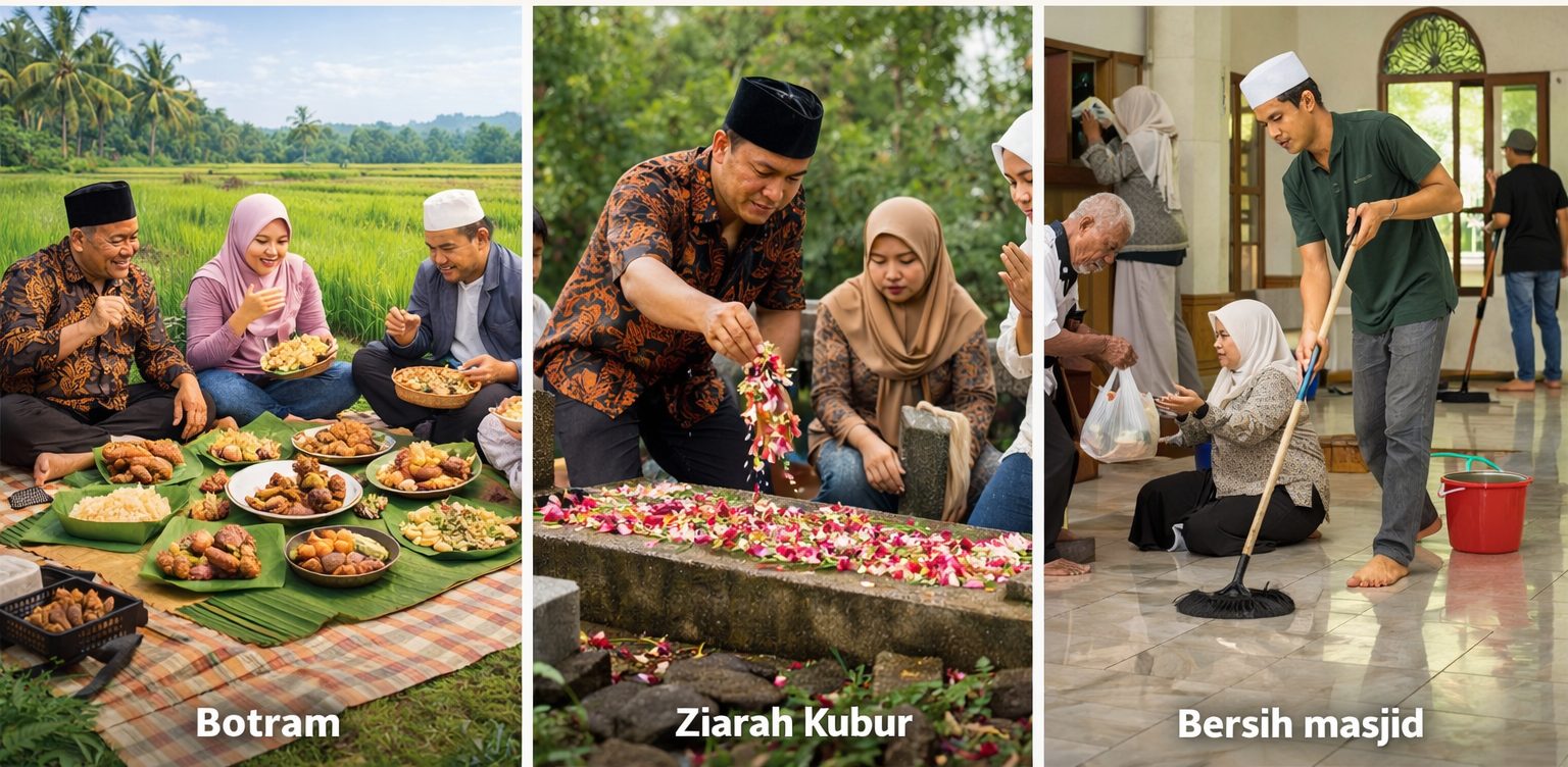 Tradisi Munggahan di Jawa Barat jadi momen spiritual menyambut Ramadhan, dari botram, ziarah kubur, kuramasan, hingga sedekah dan bersih masjid.