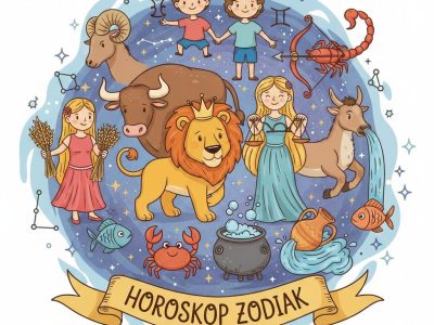 Ilustrasi astrologi dengan dua belas tanda zodiak