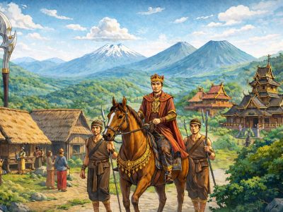 Ilustrasi Tiga Gunung Keramat di Jawa Barat, Gunung Salak, Ciremai, dan Galunggung yang diyakini sebagai daerah mandala atau tempat suci dan lokasi meditasi Raja Pajajaran Prabu Siliwangi/Ilustrasi: Indoragamnewscom