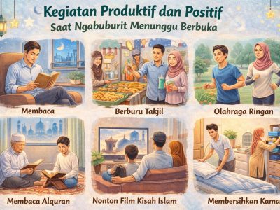 Ilustrasi masyarakat melakukan kegiatan produktif dan positif saat ngabuburit menunggu berbuka Puasa/Ilustrasi: Indoragamnewscom