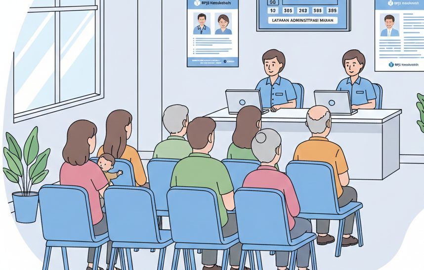 Ilustrasi Warga mengantri layanan administrasi BPJS Kesehatan di kantor pelayanan/Foto: Indoragamnewscom