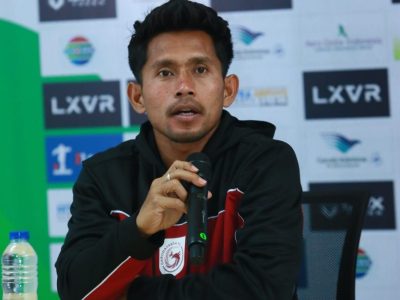Andik Vermansyah saat memberikan keterangan pers mengenai harapan pemain Garudayaksa FC menembus skuad asuhan John Herdman.