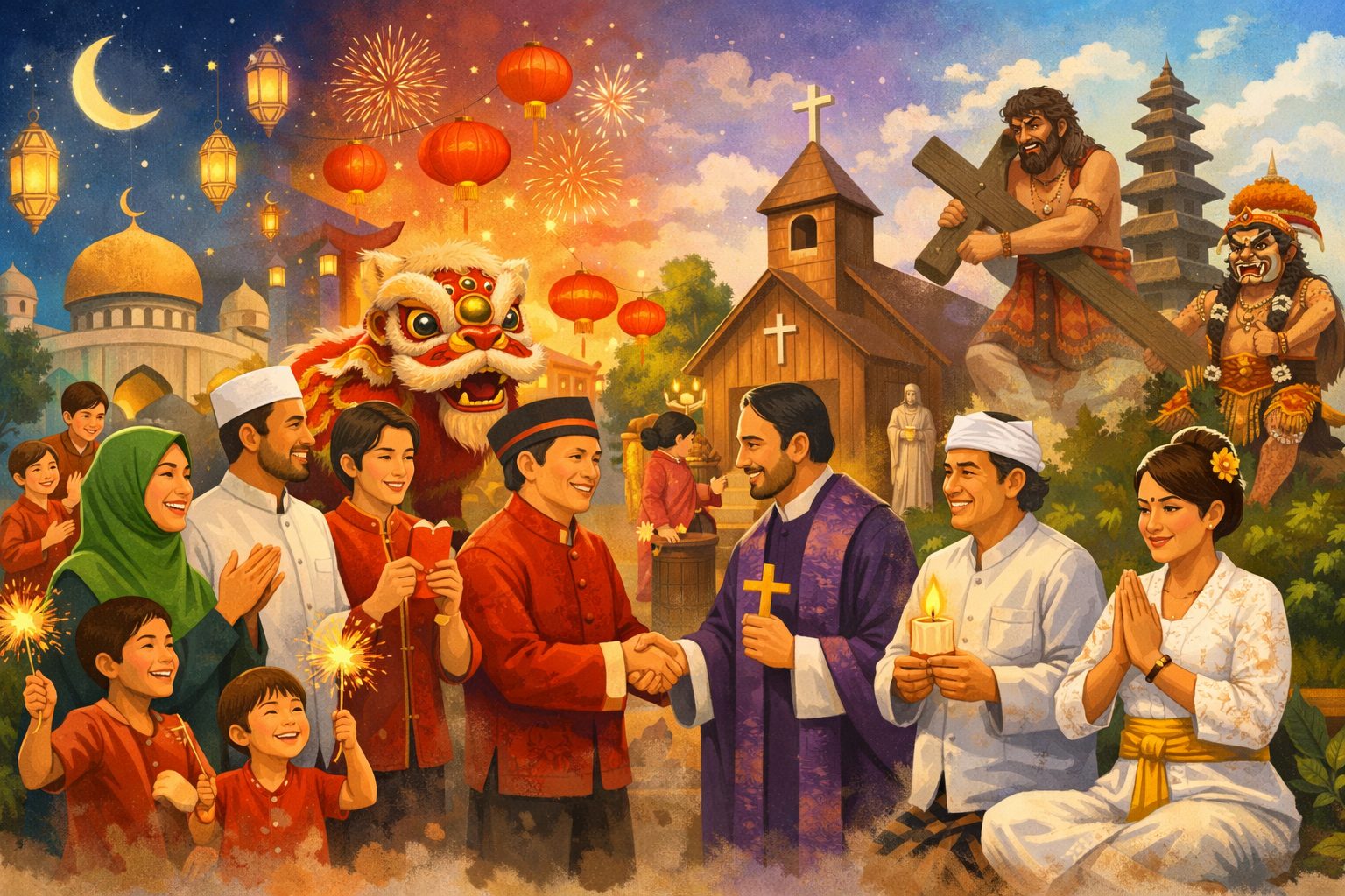 Ilustrasi Semangat kebersamaan di bulan suci Ramadan/Ilustrasi: Indoragamnewscom