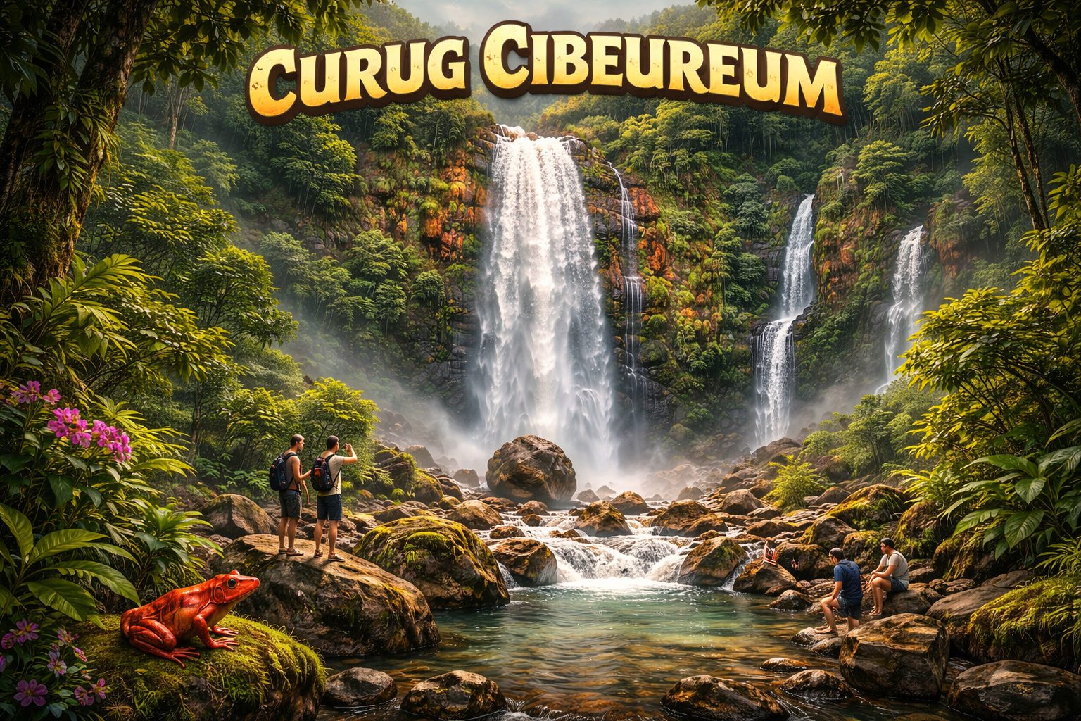 Curug Cibeureum di Cianjur menyimpan keunikan lumut merah endemik dan legenda pertapa sakti. Air terjun bertingkat di kawasan TNGGP ini wajib dikunjungi.