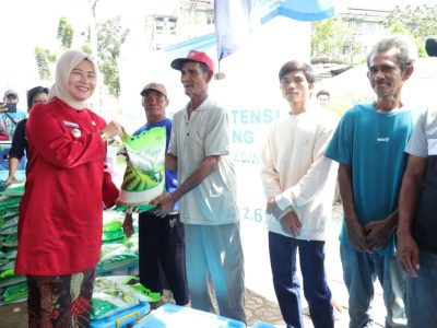 Wakil Wali Kota Pangkalpinang menyerahkan paket bantuan sembako kepada nelayan di Kelurahan Lontong Pancur/Foto: Medcen Kota Pangkalpinang