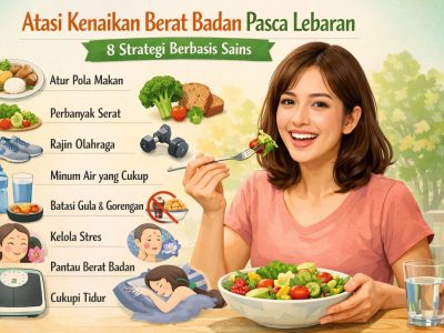 Kenaikan berat badan pasca-Lebaran bisa diatasi dengan delapan strategi berbasis sains: dari atur pola makan, perbanyak serat, hingga cukupi tidur/Ilustrasi: Indoragamnewscom