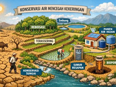 Lahan kering dan upaya konservasi air untuk mencegah bencana kekeringan di Indonesia/Ilustrasi: Indoragamnewscom