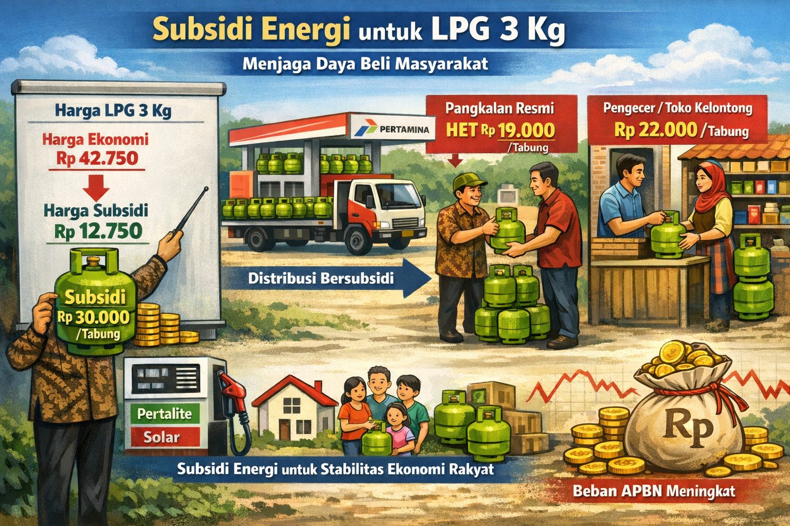 Harga Keekonomian LPG 3 Kg Rp42.750, Subsidi Rp30.000 per Tabung