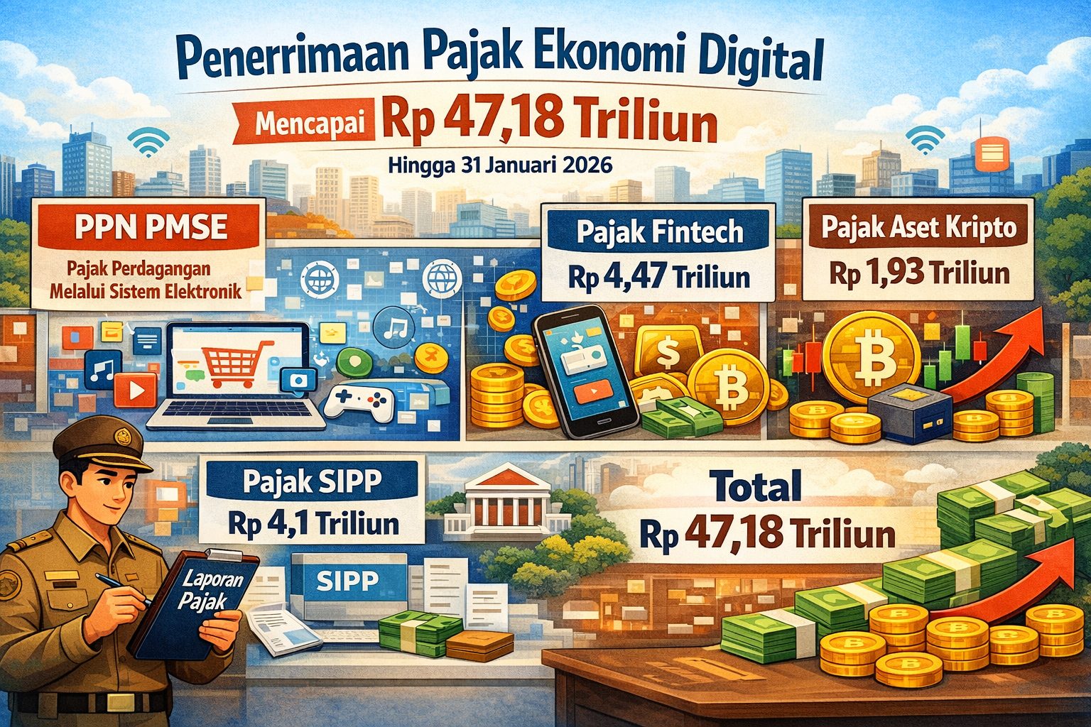 Ilustrasi penerimaan pajak dari sektor ekonomi digital