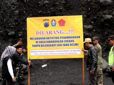 Penutupan aktivitas tambang galian C ilegal yang beroperasi di wilayah Dusun Banguntapan, Desa Kwadungan Jurang, Kecamatan Kledung, Kamis (26/2/2026)/Foto: Media Center Temanggung.