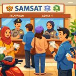 Ilustrasi pemilik kendaraan sedang melaukan pembayaran pajak tanpa KTP pemilik pefrtama di Kantor Samsat/Ilustrasi: Indoragamnewscom
