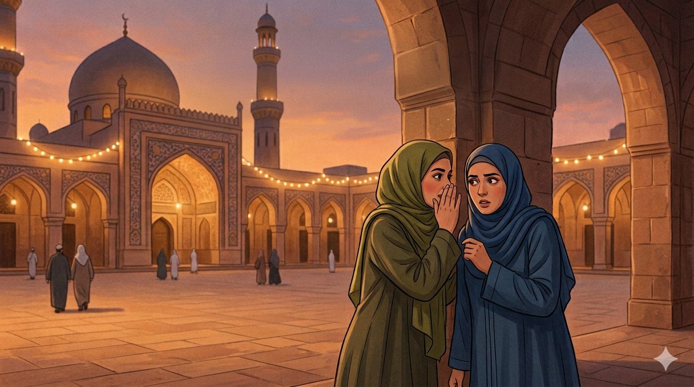 Ghibah atau menggunjing adalah dosa lisan yang dalam Al-Qur'an disamakan dengan memakan daging saudara sendiri.