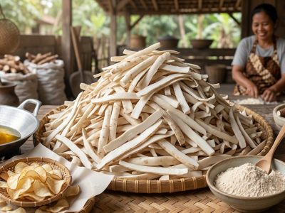 Kulit singkong kaya serat, vitamin C, dan antioksidan. Bermanfaat turunkan risiko jantung, lancarkan pencernaan, hingga dijadikan masker wajah alami/Ilustrasi: Indoragamnewscom