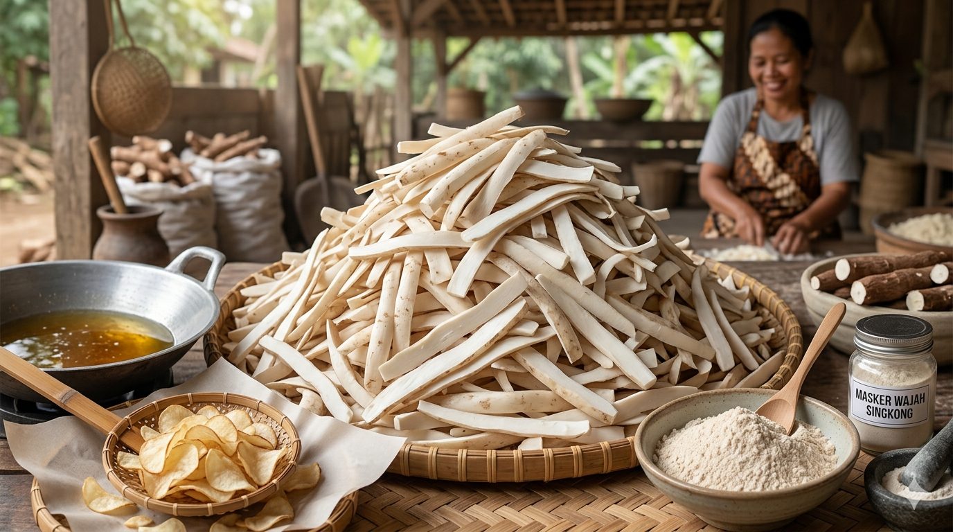 Kulit singkong kaya serat, vitamin C, dan antioksidan. Bermanfaat turunkan risiko jantung, lancarkan pencernaan, hingga dijadikan masker wajah alami/Ilustrasi: Indoragamnewscom