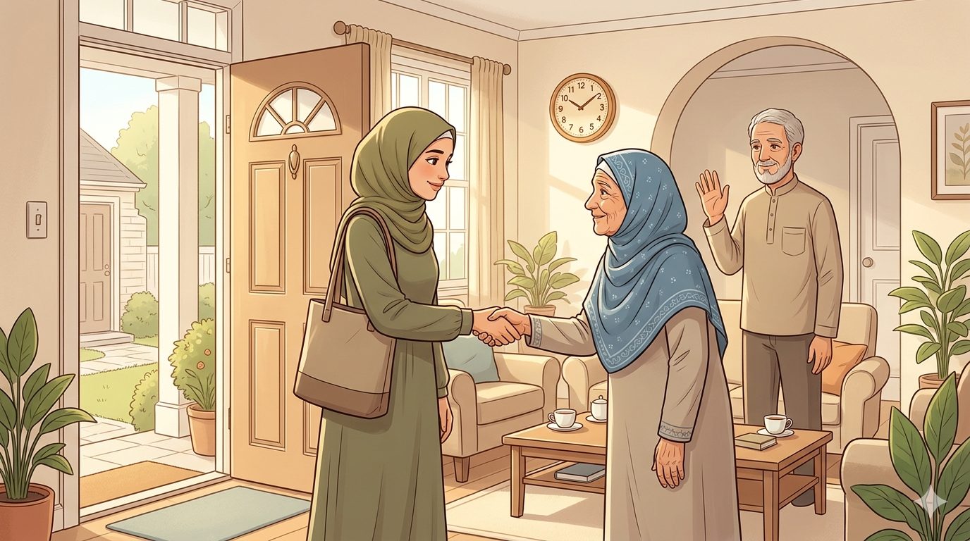 Adab bertamu dalam Islam tidak hanya soal izin dan salam, tapi juga menjaga durasi kunjungan agar tidak menyusahkan tuan rumah/Ilustrasi: Indoragamnewscom