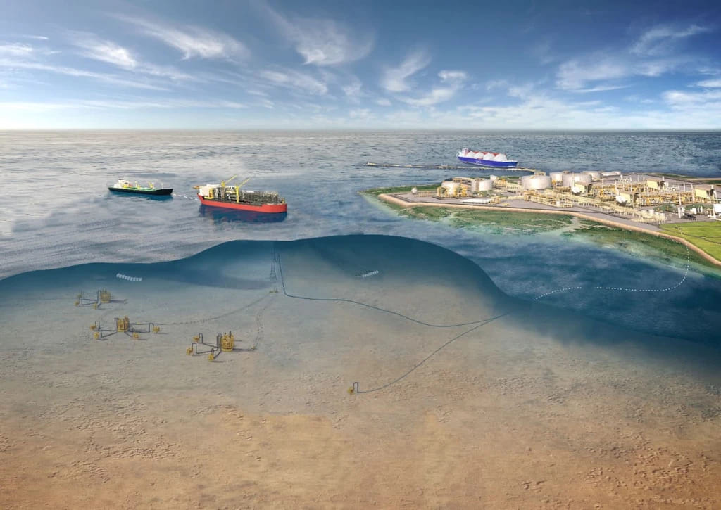 Proyek Lapangan Gas Abadi di Blok Masela di Laut Arafura, lepas pantai Kepulauan Tanimbar dan Maluku Barat Daya, Maluku/Foto: Satuan Kerja Khusus Pelaksana Kegiatan Usaha Hulu Minyak dan Gas Bumi