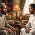 Dua orang muslim sedang berdialog dengan tenang/Ilustrasi: Indoragamnewscom