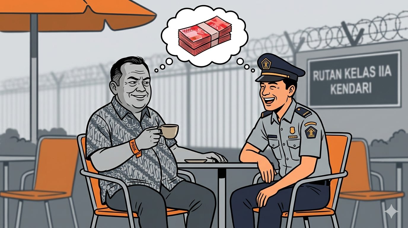 Viral napi korupsi ngopi di kafe Kendari. DPR curiga ada suap petugas rutan/Ilustrasi: Indoragamnewscom