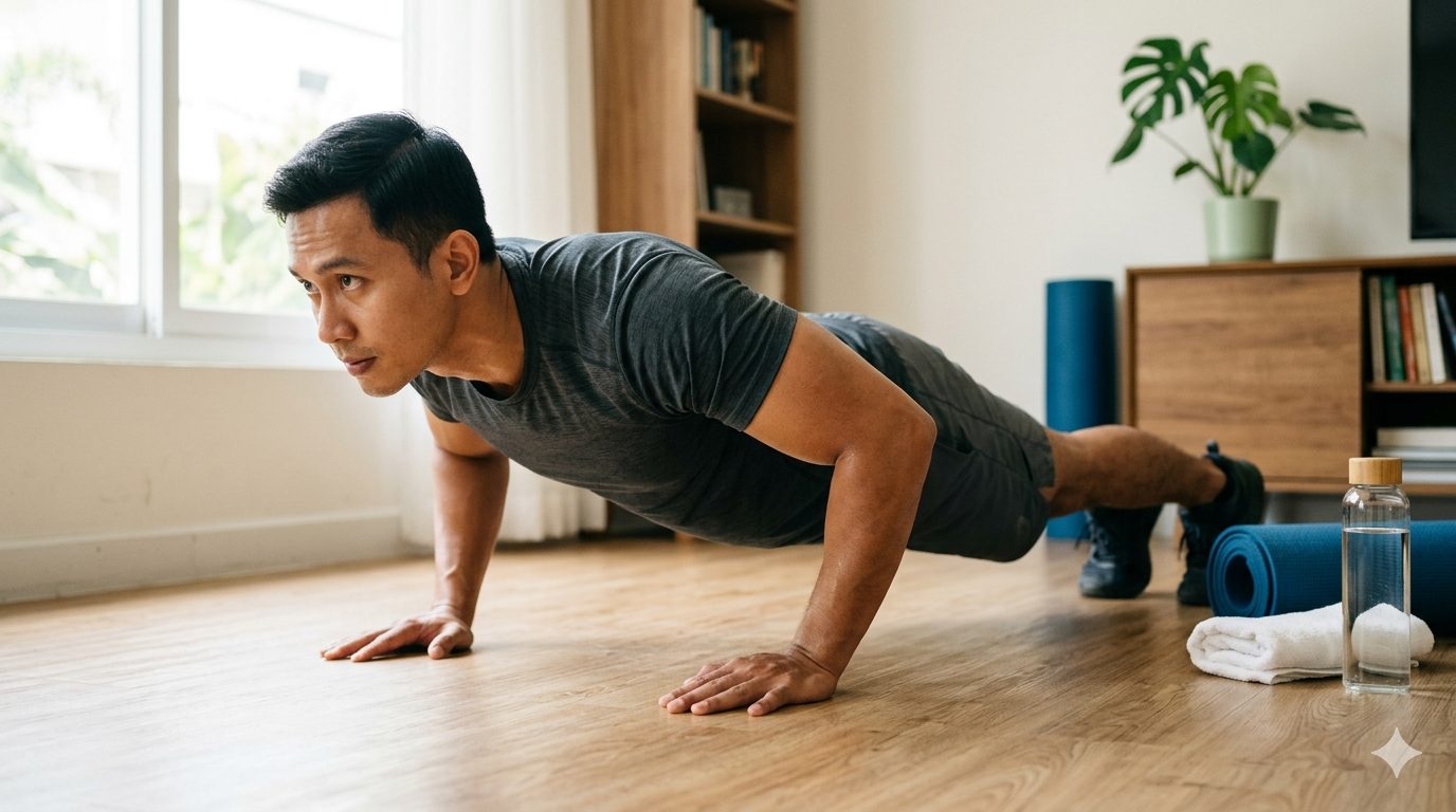 Rutin push up setiap hari punya 11 manfaat seperti bentuk otot, bakar lemak, jaga jantung, hingga perbaiki postur/Ilustrasi: Indoragamnewscom