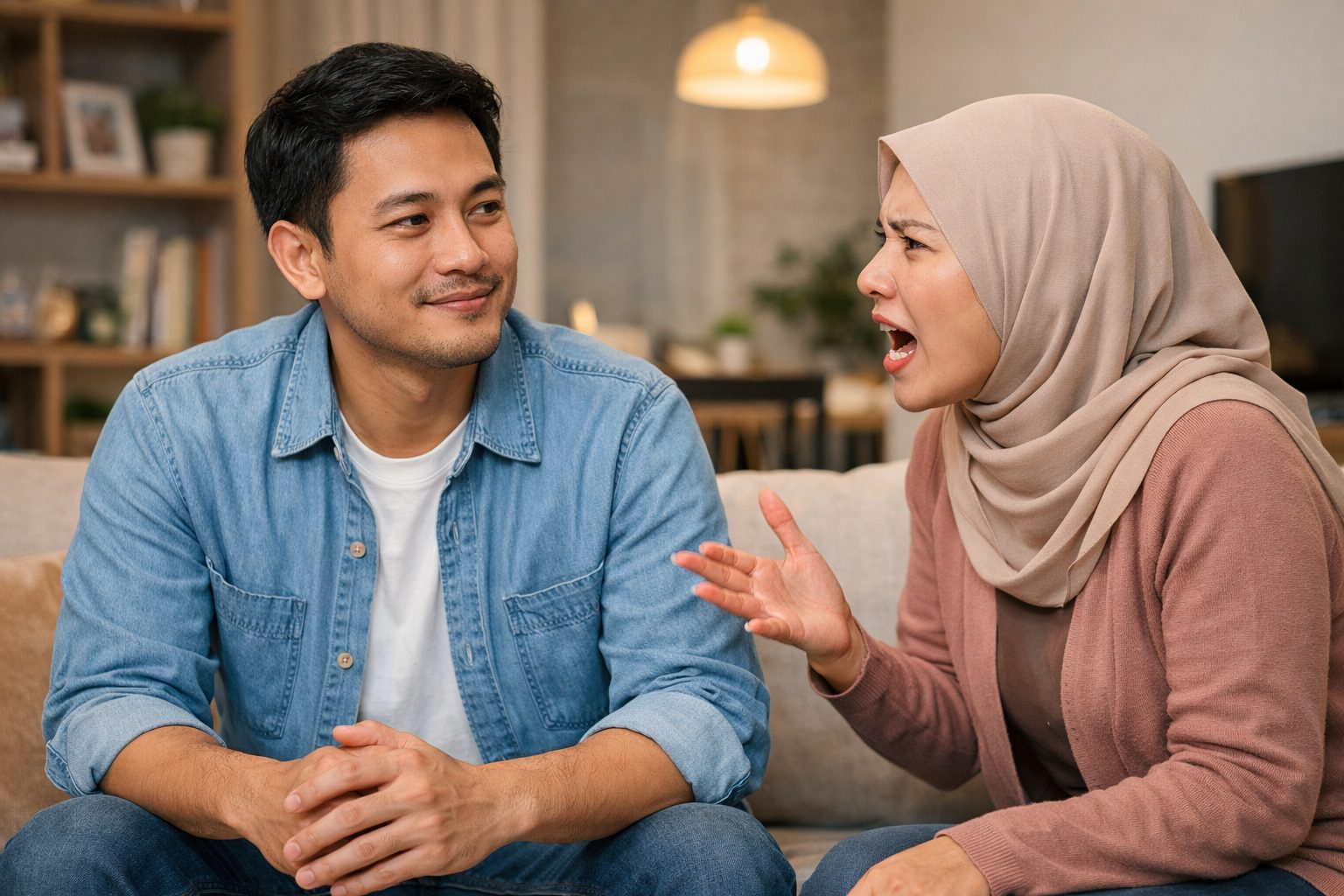 Saat istri marah karena hal sepele, Umar bin Khattab memberi teladan: sabar, memaafkan, dan adil. Islam larang suami lakukan kekerasan/Ilustrasi: Indoragamnewscom