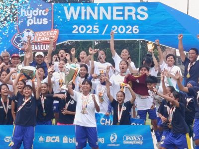 Mojang Priangan U-15 dan Akademi Persib Putri U-18 juara Hydroplus Soccer League. Selisih gol jadi penentu gelar usai poin imbang dengan Goal Aksis.