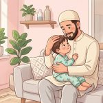 Seorang ayah sedang menggendong dan membelai seorang anak kecil dengan penuh kasih sayang. Menunjukkan kelembutan kepada anak-anak/Ilustrasi: Indoragamnewscom