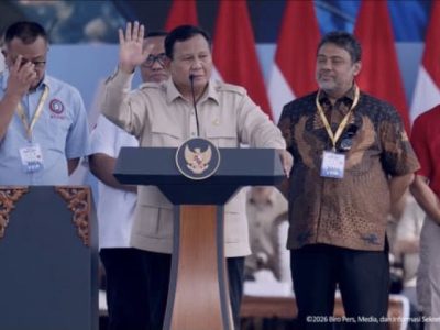Presiden Prabowo Subianto hadir di kawasan Monas pada peringatan Hari Buruh 1 Mei 2026/Foto: Setpres