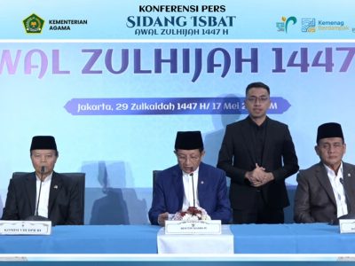 Menteri Agama Nasaruddin Umar saat konferensi pers penetapan Idul Adha 1447 H di kantor Kementerian Agama, Jakarta, Minggu (17/5/2026)/Foto: Youtube Kemenag