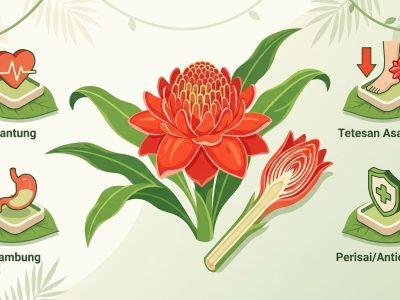 Kecombrang terbukti ilmiah menurunkan asam urat 30 persen, menghambat enzim xantin oksidase, dan memiliki antioksidan kategori sangat kuat. Berikut rincian riset terbarunya/Ilustrasi: Indoragamnewscom