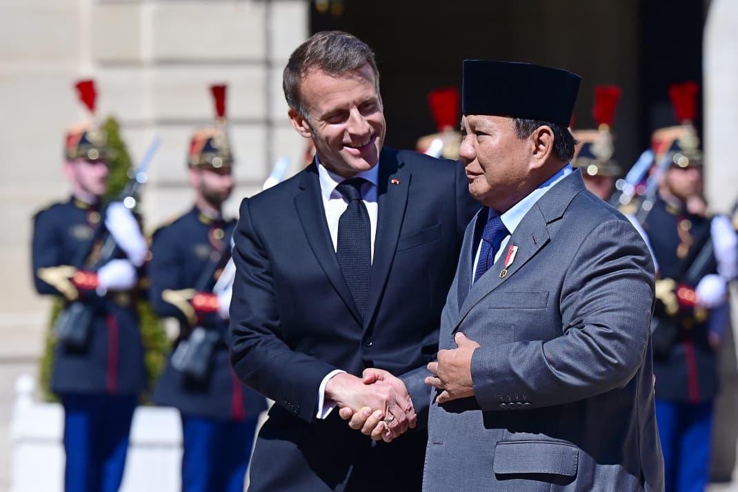Presiden Prabowo dan Presiden Prancis, Emmanuel Macron luncurkan dewan bisnis tingkat tinggi RI-Prancis. Target dagang naik tiga kali lipat pada 2035, empat kesepakatan senilai Rp61,25 triliun langsung diteken/Foto: Setpres