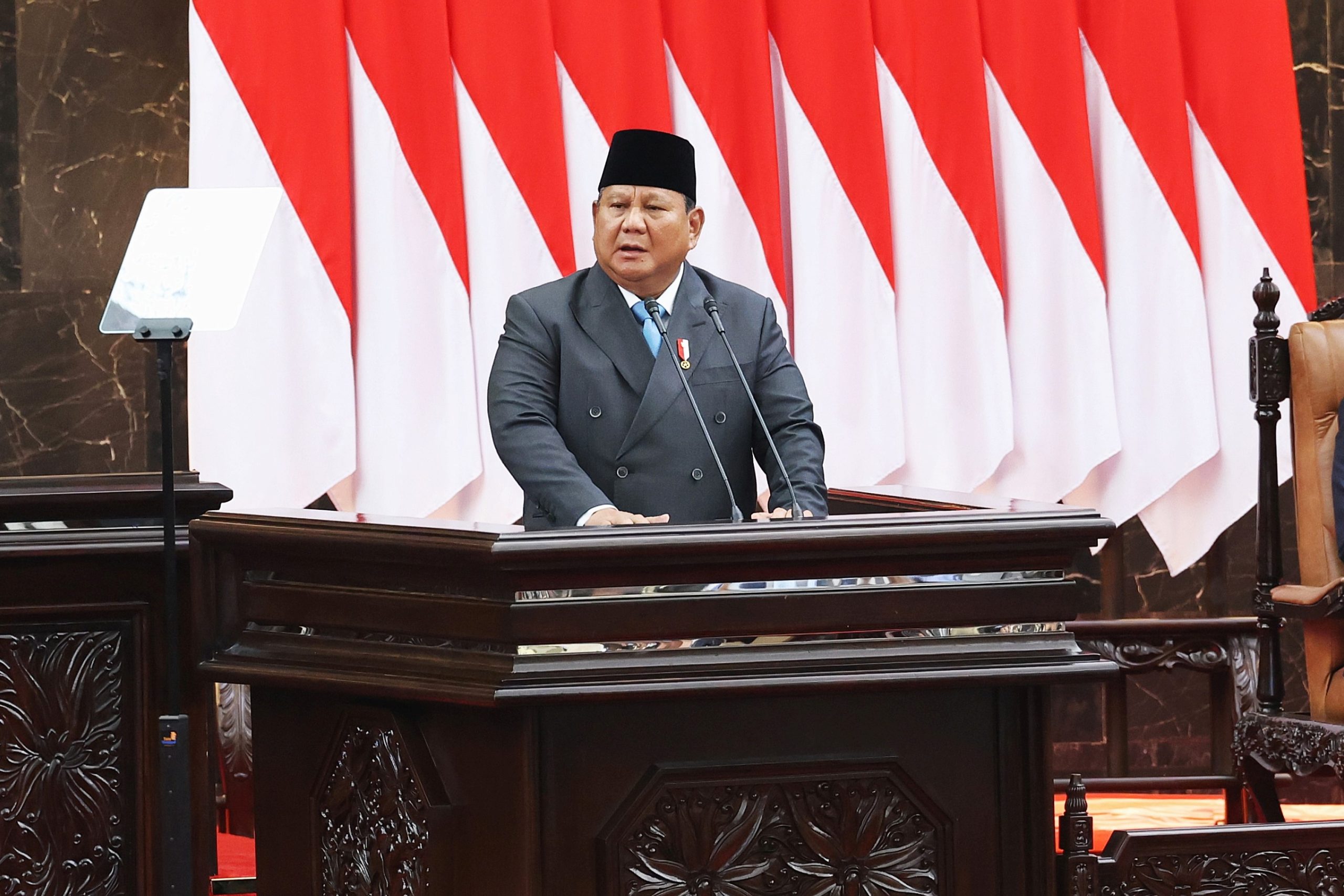 Presiden RI, Prabowo Subianto saat menyampaikan pidato Kerangka Ekonomi Makro dan Pokok-pokok Kebijakan Fiskal (KEM-PPKF) RAPBN Tahun Anggaran 2027 di Kompleks Parlemen, Senayan, Jakarta, Rabu (20/5/2026)/Foto : Humas DPR RI