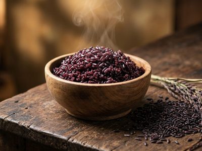 Dulu hanya untuk bangsawan Cina, beras hitam disebut "forbidden rice". Kini penelitian modern membuktikan kandungan antosianinnya unggul untuk jantung hingga hati/Ilustrasi: Indoragamnewscom