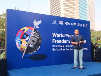 Ketua Dewan Pers Komaruddin Hidayat soroti pergeseran masyarakat dari media sosial ke kebutuhan berita berkualitas di World Press Freedom Day 2026/Foto: Info Publik