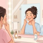 Seorang perempuan melakukan senam wajah dengan gerakan untuk mengecilkan pipi tembem/Ilustrasi: Indoragamnewscom