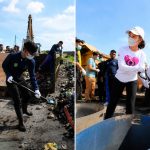 Wali Kota Batam, Amsakar Achmad, bersama Wakil Wali Kota Batam, Li Claudia Chandra, ikut membersihkan sampah dalam peringatan Hari Lingkungan Hidup Sedunia Tingkat Kota Batam Tahun 2026/Foto: Humas Pemko Batam
