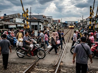 Perlintasan sebidang Kereta Api/Ilustrasi: Indoragamnewscom
