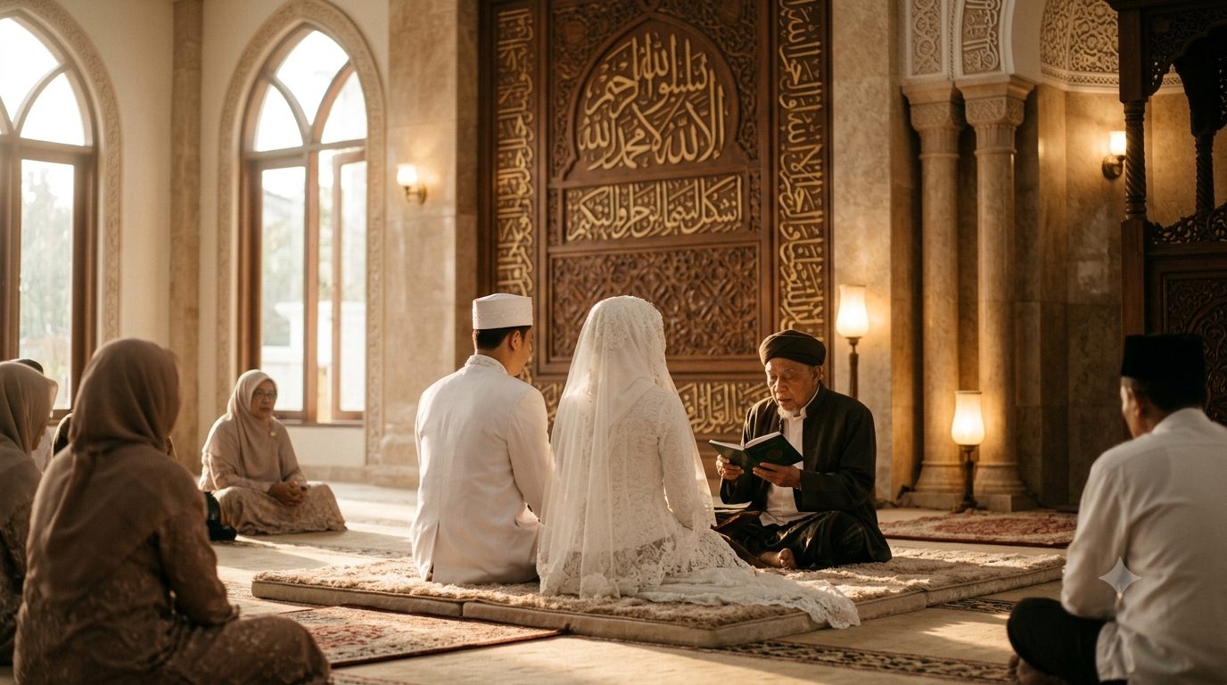 Pernikahan dalam Islam menyempurnakan separuh agama, mendatangkan ketenangan, kasih sayang, dan keberkahan/Ilustrasi: Indoragamnewscom/Gemini