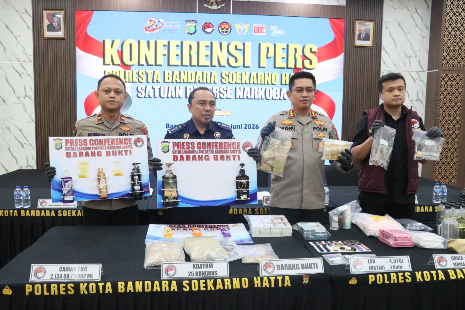 Satuan Reserse Narkoba Polresta Bandara Soekarno-Hatta berhasil membongkar jaringan narkotika internasional yang memproduksi dan mengedarkan Vape THC (ganja) secara ilegal pada April 2026/Foto: Polresta Bandara Soetta