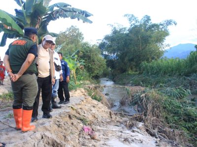 Wakil Bupati Parigi Moutong tinjau banjir Torue. Sawah siap panen rusak, tanggul jebol segera diperbaiki dengan bronjong. Wabah minta warga jaga drainase.